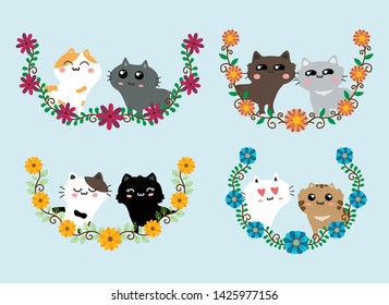 cute cat cartoon vector set 