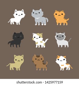 cute cat cartoon vector set 