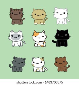 cute cat cartoon vector set