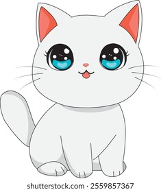 Cute cat cartoon with white background vector