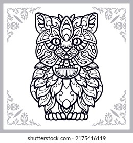 Dibujo de un gato lindo, artes de zentangle. aislado en fondo blanco