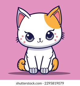Dibujo de gato lindo. Ilustración vectorial de Kitty. carácter kitten .pet en un fondo aislado.