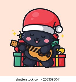 cute cat is celebrating christmas