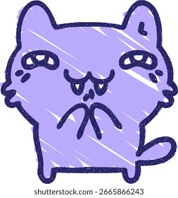 Dibujo de tiza de gato lindo en color neón brillante