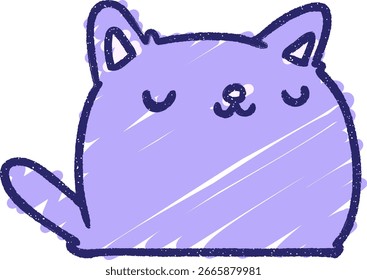 Dibujo de tiza de gato lindo en color neón brillante