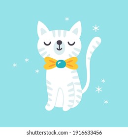 Diseño de personajes de gatos. Impresión infantil para camisetas, ropa, tarjetas y decoración de vivero. Ilustración vectorial
