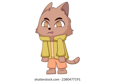 Cute Cat Character Design Illustration