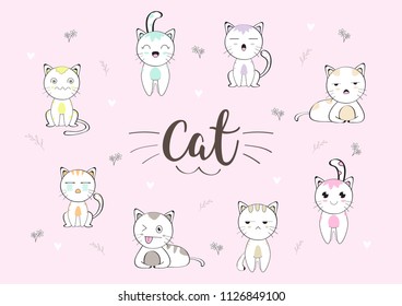 cute cat character design. vector illustration.
