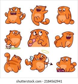 Cute Cat Character with different emotions