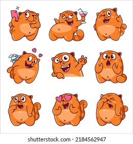 Cute Cat Character with different emotions