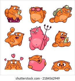 Cute Cat Character with different emotions