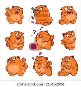 Cute Cat Character with different emotions