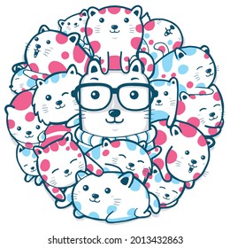 cute cat character in flat design style