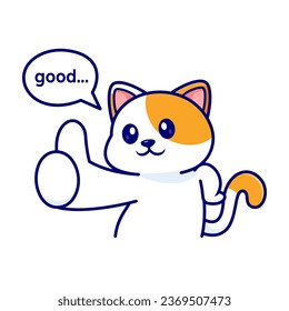 cute cat character good pose illustration emotes sticker element collection isolated