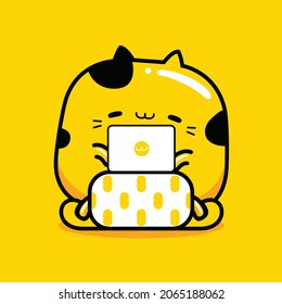 cute cat character graphic designer profession