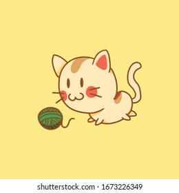cute cat character icon template colorful vector