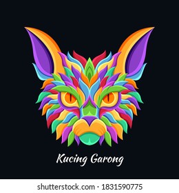 cute cat character illustration with colorful drawing or wpap style. for printing t-shirts, poster and mechandise. vector popart eps10