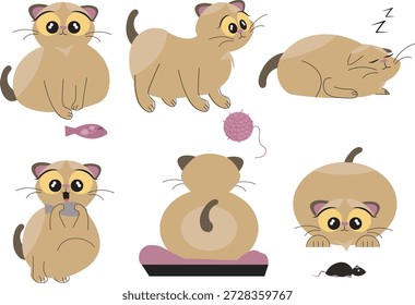 Vector de ilustración de personaje de gato lindo