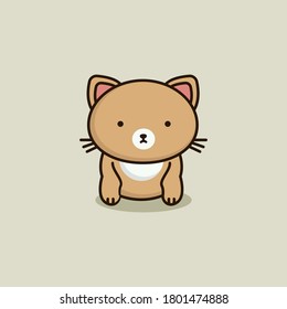 cute cat character logo design with various expressions. vector illustration.
