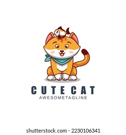 plantilla de diseño de mascota de personaje de gato lindo