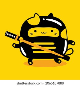 cute cat character ninja profession