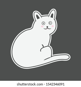Cute Cat character on white and pink