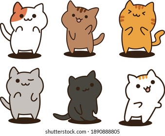 cute cat character set vector