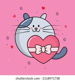 cute cat character valentine design