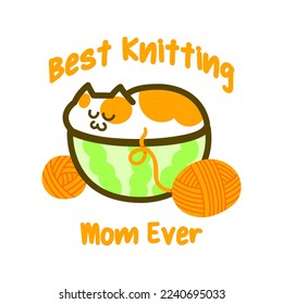 cute cat character vector with crochet