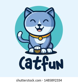 cute cat character vector playing yarn