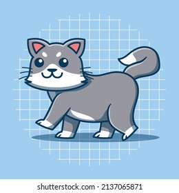 Cute cat character walking vector illustration