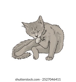 Personajes lindos del gato que juegan felizmente