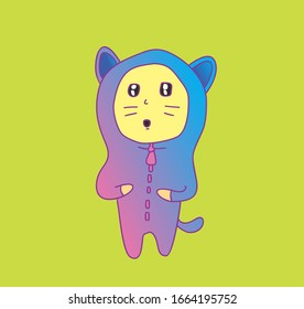 Cute cat characters standing and using suits isolated background