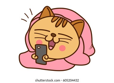 Cute Cat chatting. vector illustration. Isolated don white background.