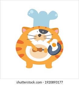Cute cat chef character vector template design illustration