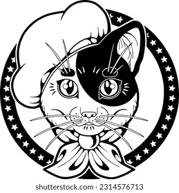 chef de un gato lindo, diseño de logotipo