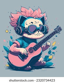 Cute cat. Childish graphic. Vector hand drawn illustration