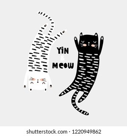 Cute cat childish print. Perfect for t-shirt, apparel, cards, poster, nursery decoration. Vector Illustration