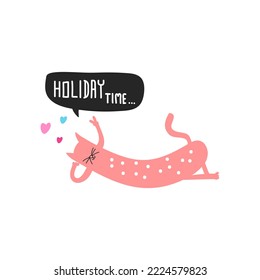 Un gato lindo de estilo infantil. Ilustración vectorial. Se puede usar para tejidos y textiles, papeles pintados, fondos, decoración doméstica, carteles, tarjetas.