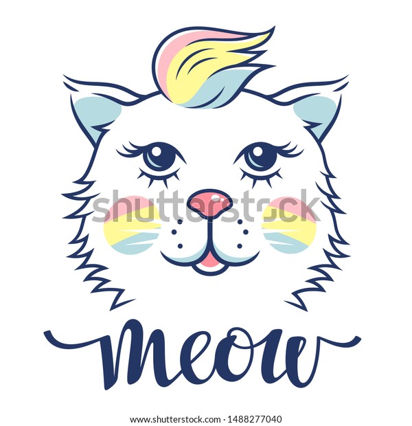 cute cat childish tshirt design cute stock vector royalty