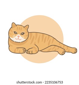 cute cat in chill position yellow vector art