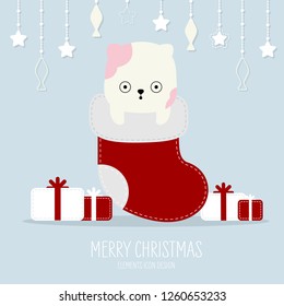 Cute cat with christmas animal hand drawn style. Vector illustration design.