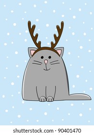 a cute cat with a Christmas antler headband