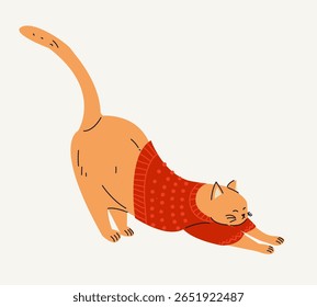 Cute cat in Christmas clothes. Vector graphics.Perfect for scrapbooking, greeting card, party invitation stickers. New Year`s decorations