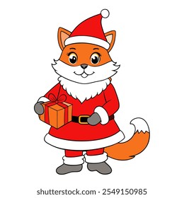 Cute Cat in Christmas Costume Vector Illustration - Festive Cat Art for Holiday Designs