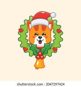 Cute cat in christmas day. Cute christmas cartoon illustration