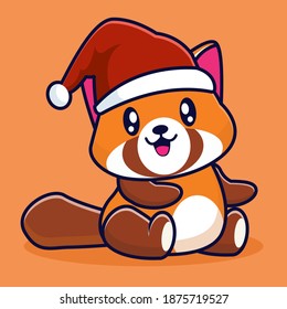 Cute cat Christmas Santa Claus doodle illustration vector.