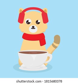 Cute cat with Christmas theme mascot design illustration