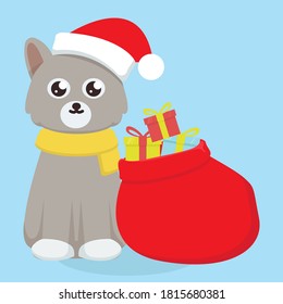 Cute cat with Christmas theme mascot design illustration