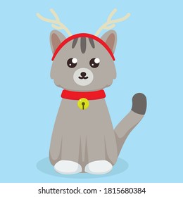 Cute cat with Christmas theme mascot design illustration